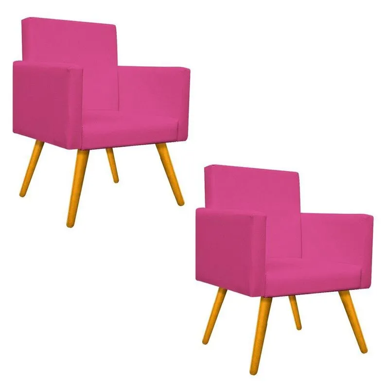 Kit 02 Poltronas Beatriz Palito Mel Corano Pink