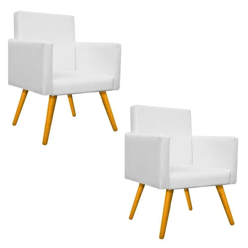 Kit 02 Poltronas Beatriz Palito Mel Corano Branco
