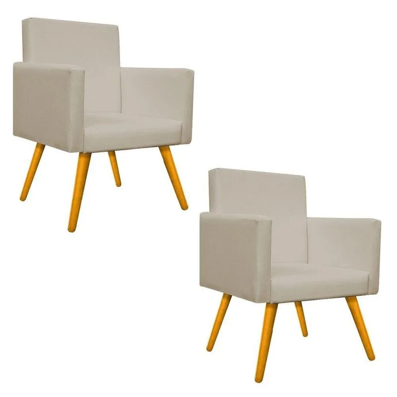 Kit 02 Poltronas Beatriz Palito Mel Corano Bege