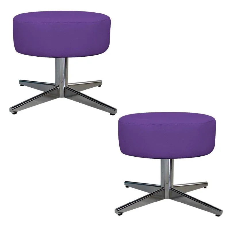 Kit 02 Puffs Sofia Base Giratória Metal Roxo Adj Decor