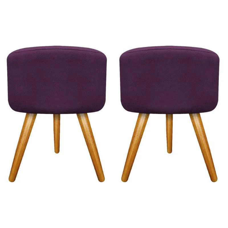 Kit 02 Puffs Carol Palito Mel Suede Roxo Adj Decor