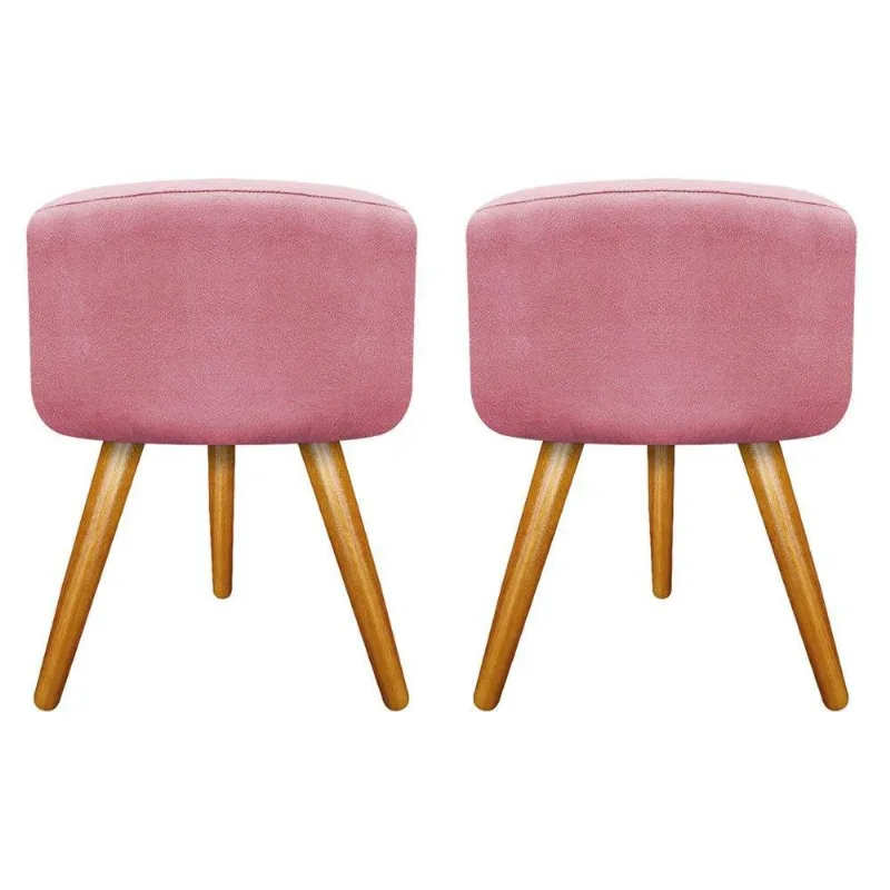Kit 02 Puffs Carol Palito Mel Suede Rosa Bebê Adj Decor