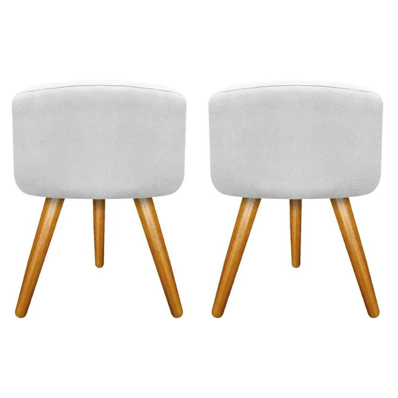 Kit 02 Puffs Carol Palito Mel Suede Branco Adj Decor