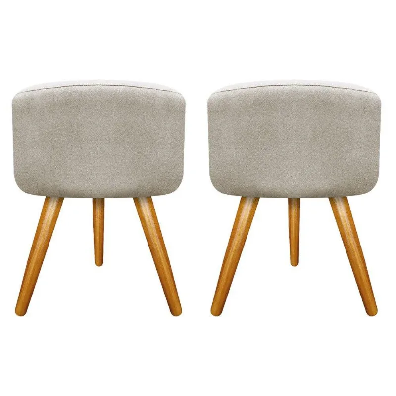 Kit 02 Puffs Carol Palito Mel Suede Bege Adj Decor
