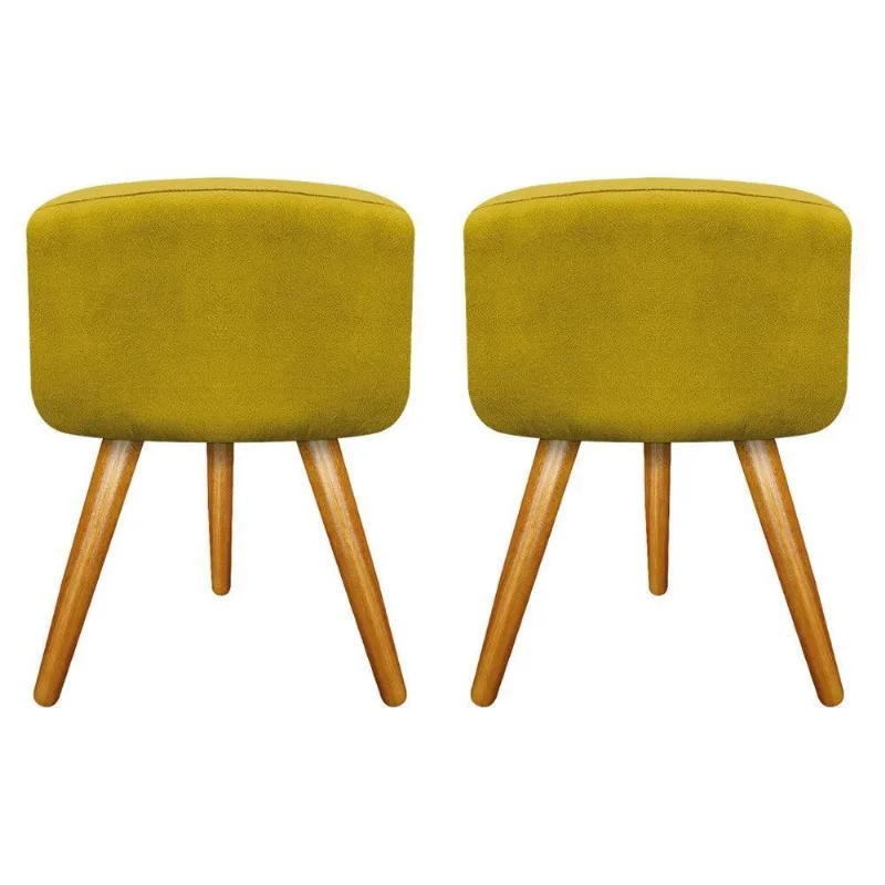Kit 02 Puffs Carol Palito Mel Suede Amarelo Adj Decor