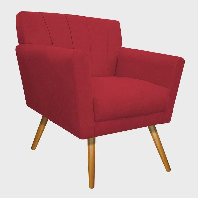 Poltrona Laura Pés Palito Mel Suede Vermelho - adj Decor