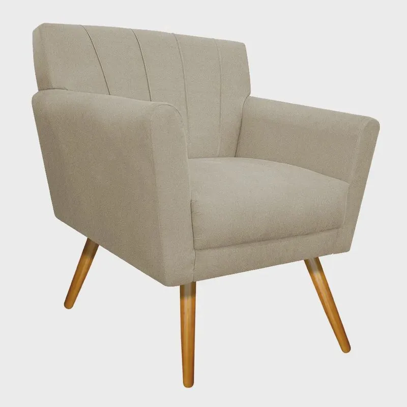 Poltrona Laura Pés Palito Mel Suede Bege - adj Decor