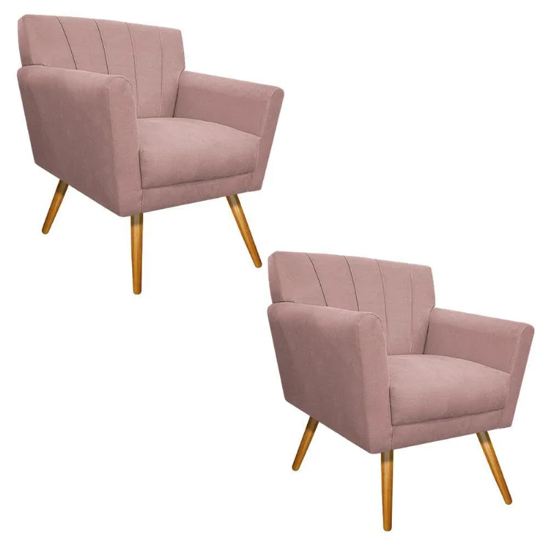 02 Poltronas Laura Palito Mel Suede Rosê