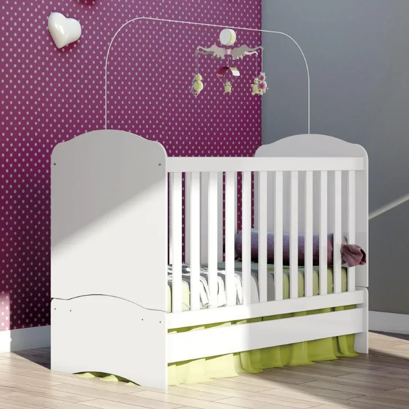 Berço Multifuncional 3 em 1 Minicama Bala De Menta Branco