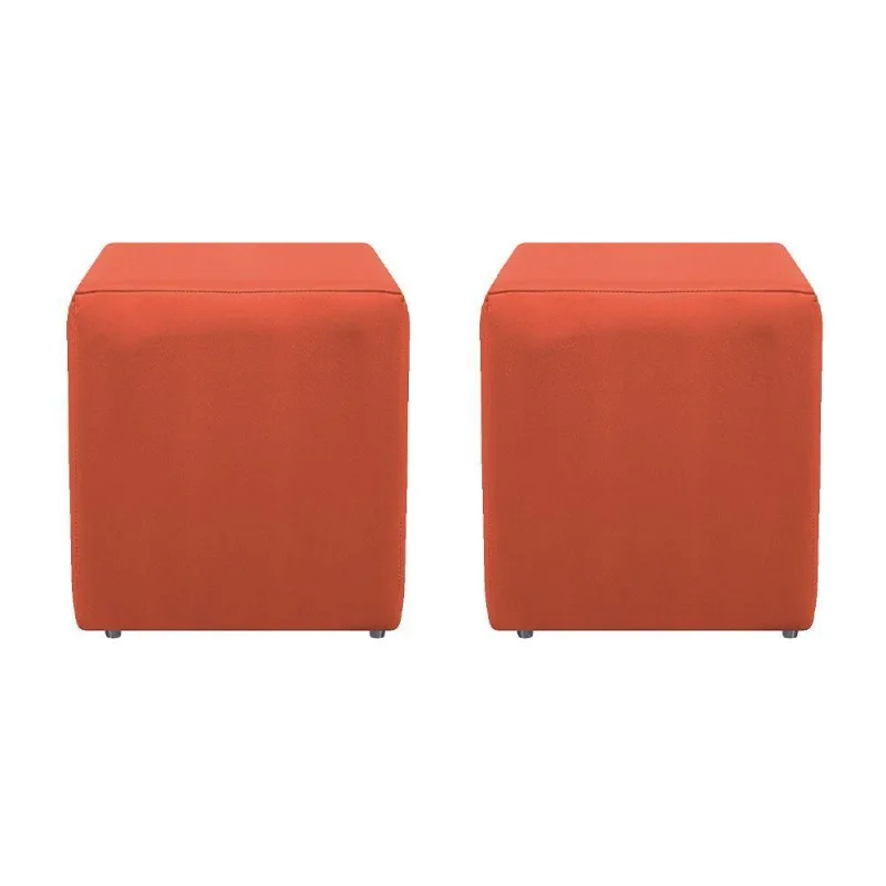 Kit 02 Puffs Decorativos Dado Suede Terracota