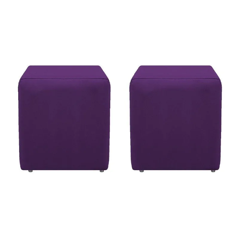 Kit 02 Puffs Decorativos Dado Suede Roxo