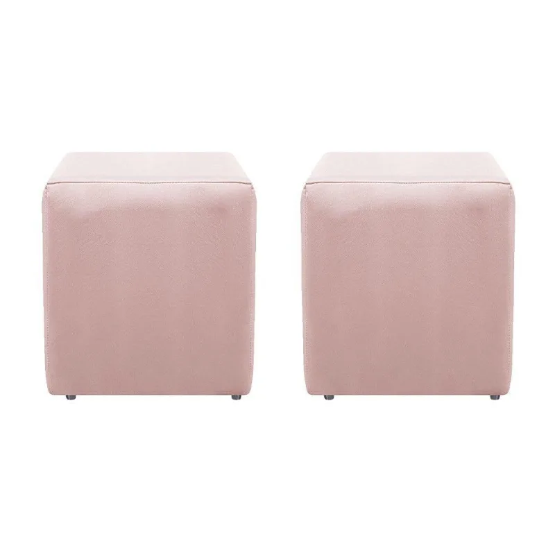 Kit 02 Puffs Decorativos Dado Suede Rosê