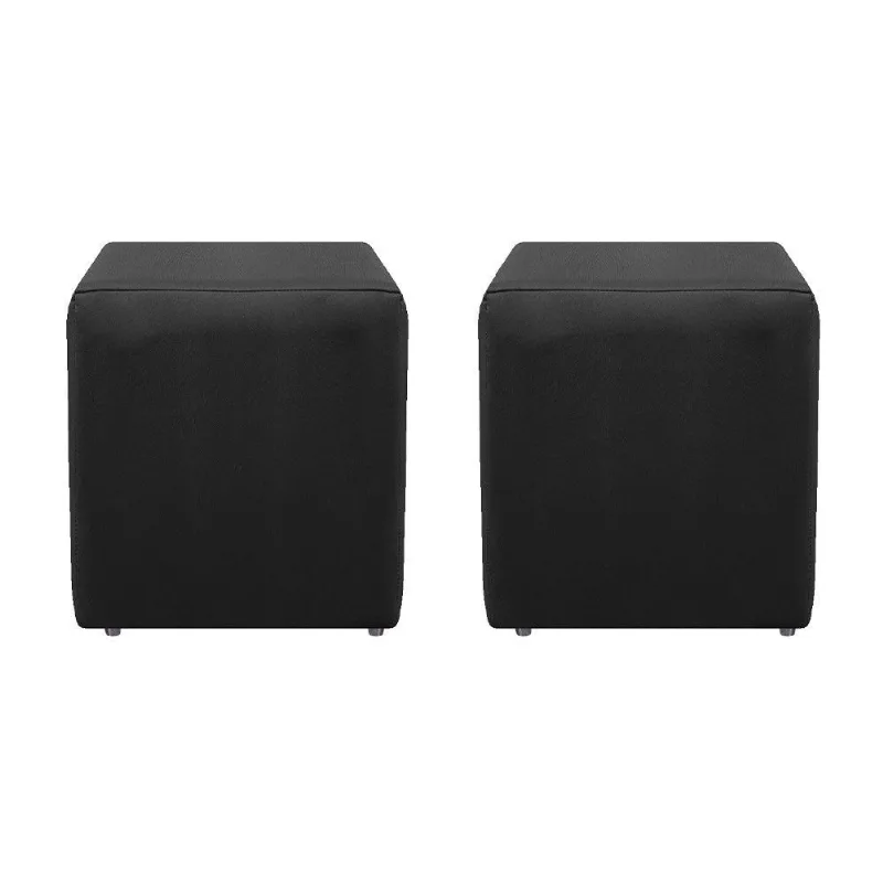 Kit 02 Puffs Decorativos Dado Suede Preto