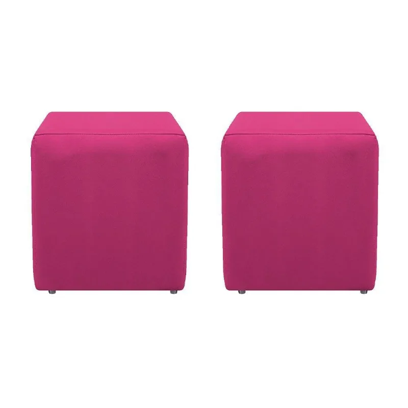 Kit 02 Puffs Decorativos Dado Suede Pink