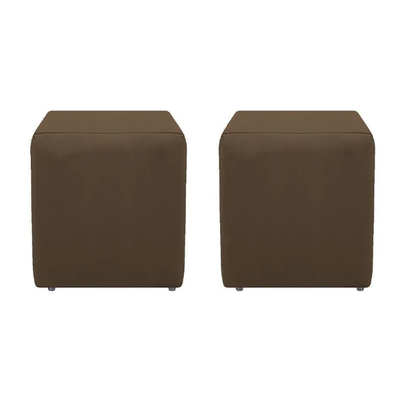 Kit 02 Puffs Decorativos Dado Suede Marrom