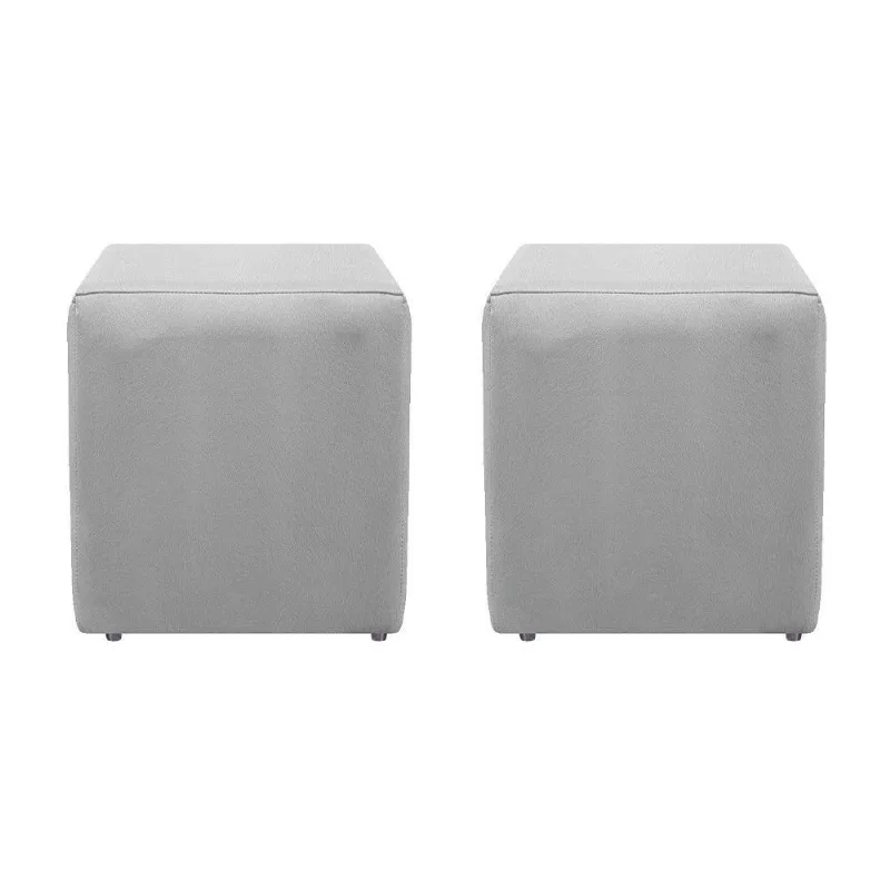 Kit 02 Puffs Decorativos Dado Suede Cinza