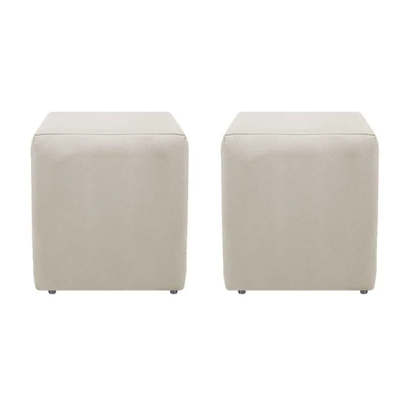Kit 02 Puffs Decorativos Dado Suede Bege