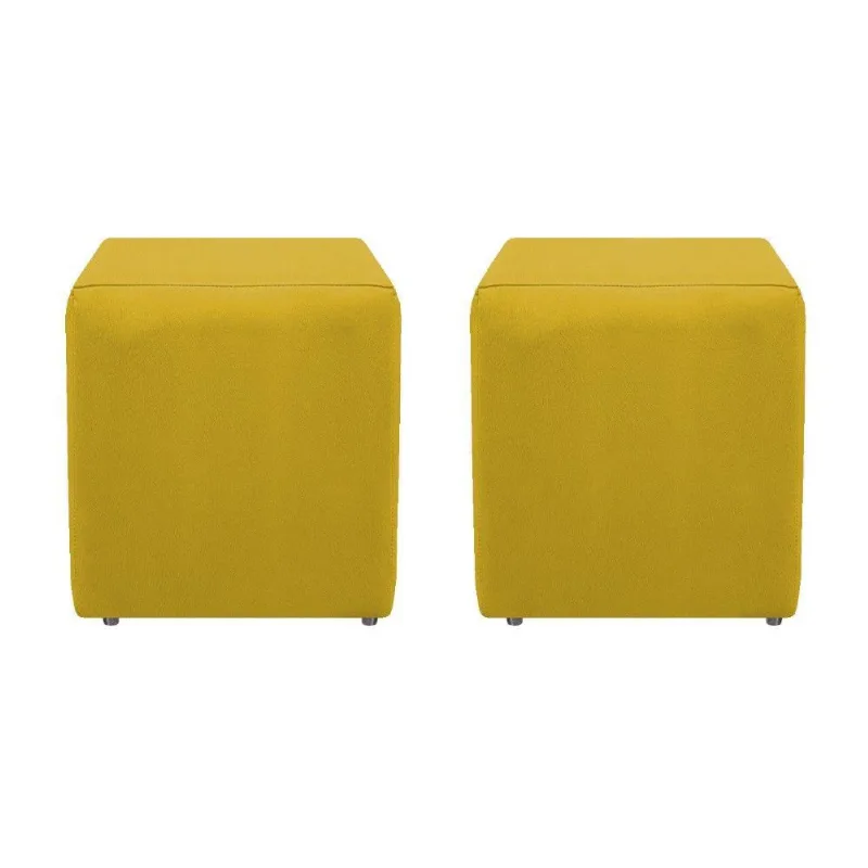 Kit 02 Puffs Decorativos Dado Amarelo