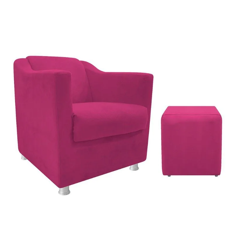 Poltrona E Puff Suede Pink
