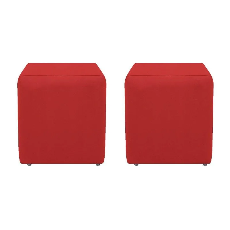 Kit 02 Puffs Decorativos Dado Vermelho