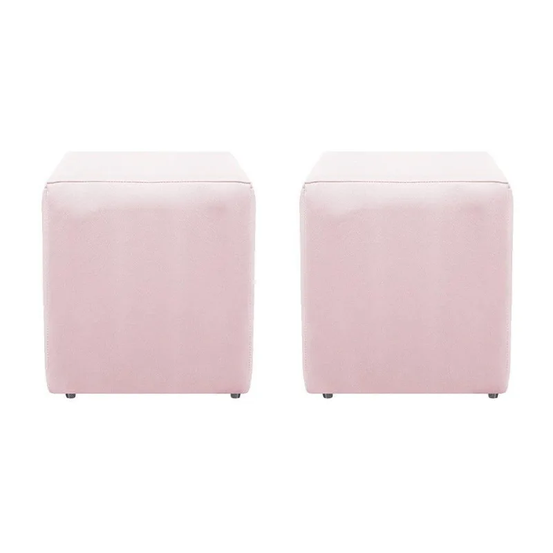 Kit 02 Puffs Decorativos Dado Rosa Bebê
