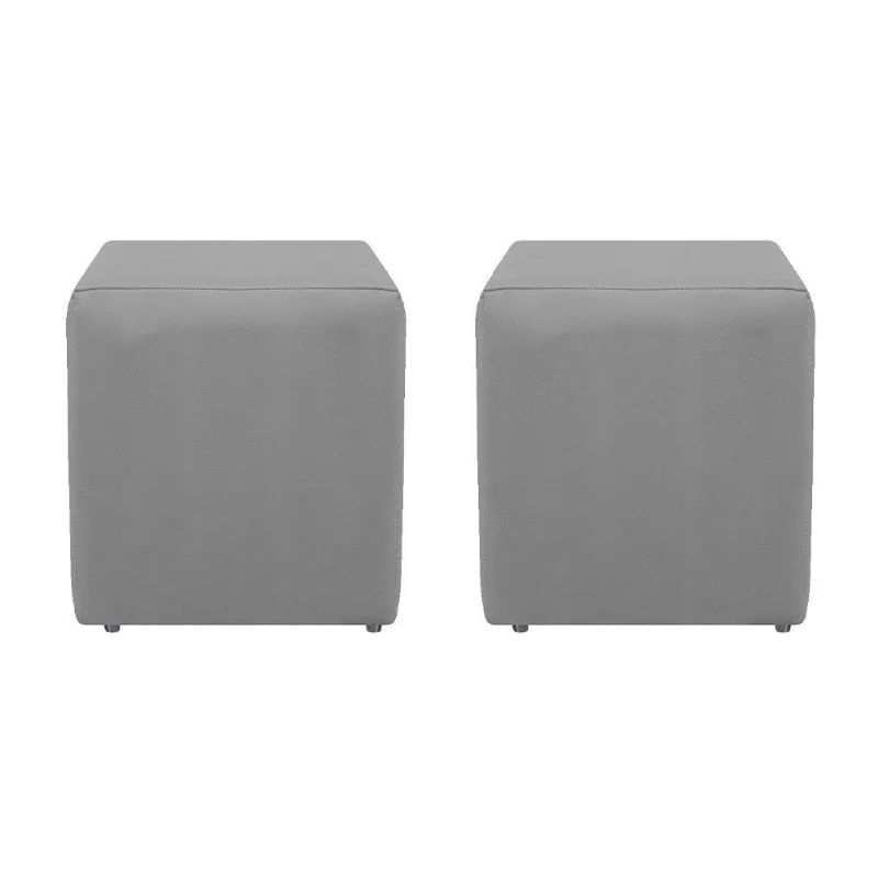 Kit 02 Puffs Decorativos Dado Cinza