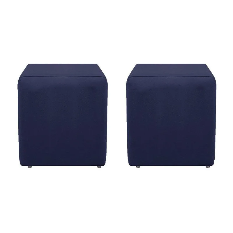 Kit 02 Puffs Decorativos Dado Azul Marinho