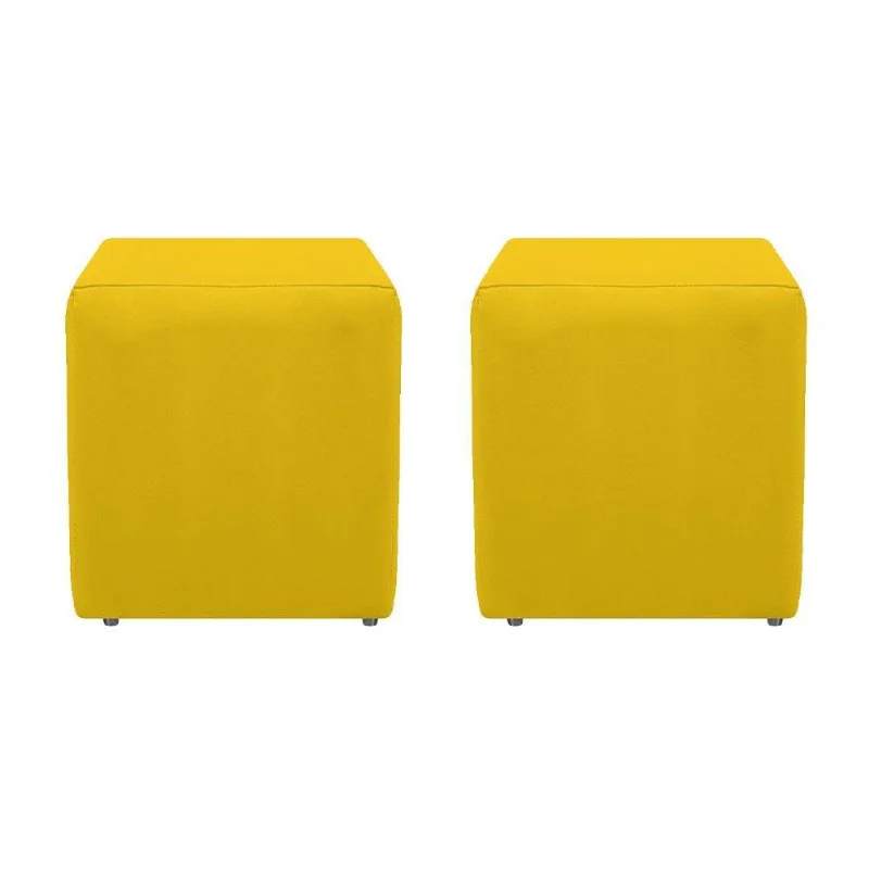 Kit 02 Puffs Decorativos Dado Corano Amarelo