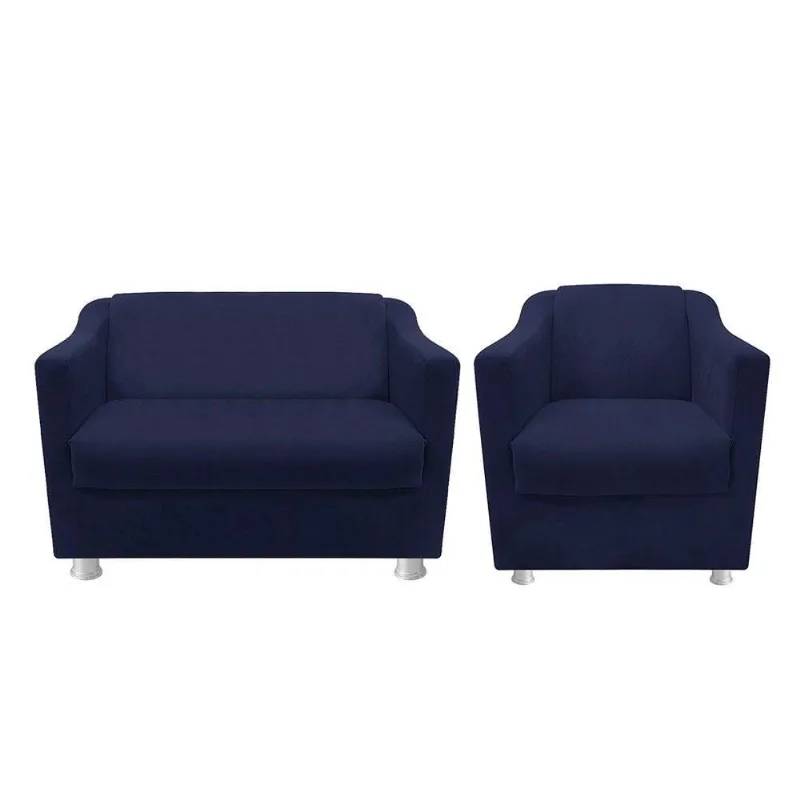 Kit Poltrona e Namoradeira Tilla Corano Azul Adj Decor