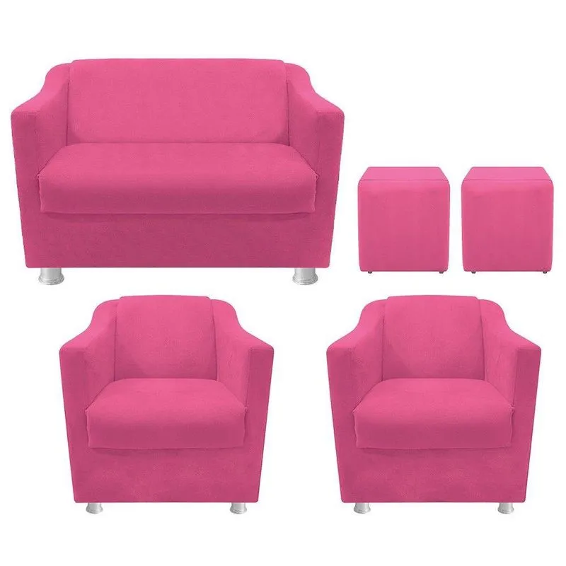 02 Poltrona, 01 Namoradeira E 02 Puffs Pink