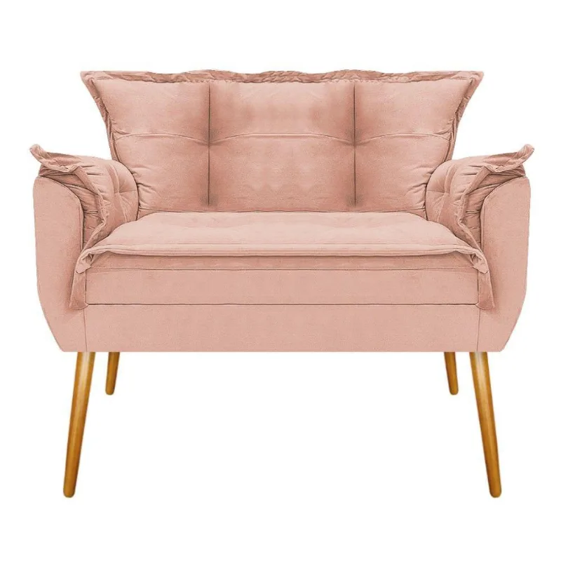 Namoradeira Opala Pés Palito Mel Suede Rosê Adj Decor