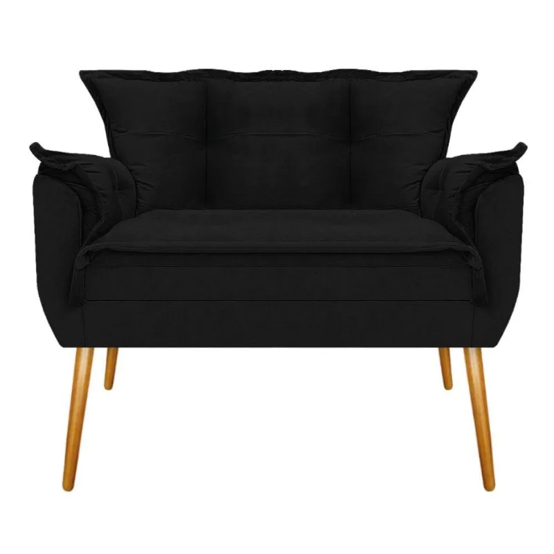 Namoradeira Opala Pés Palito Mel Suede Preto Adj Decor