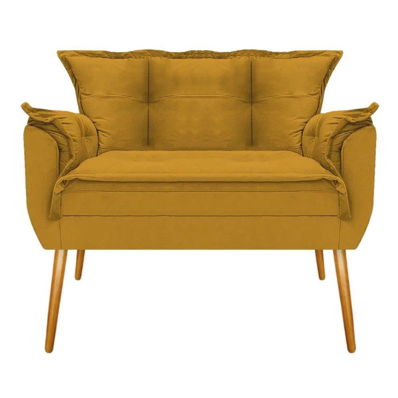 Namoradeira Opala Pés Palito Mel Suede Mostarda Adj Decor