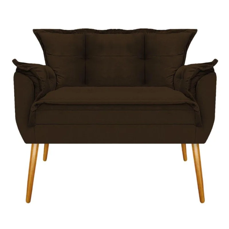 Namoradeira Opala Pés Palito Mel Suede Marrom Adj Decor