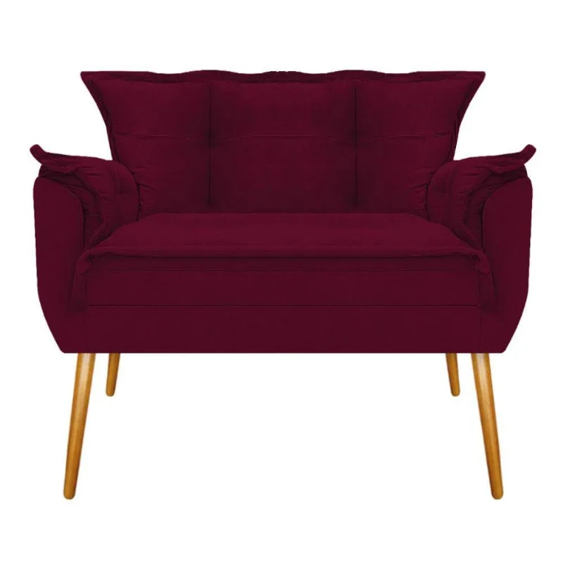 Namoradeira Opala Pés Palito Mel Suede Bordô Adj Decor
