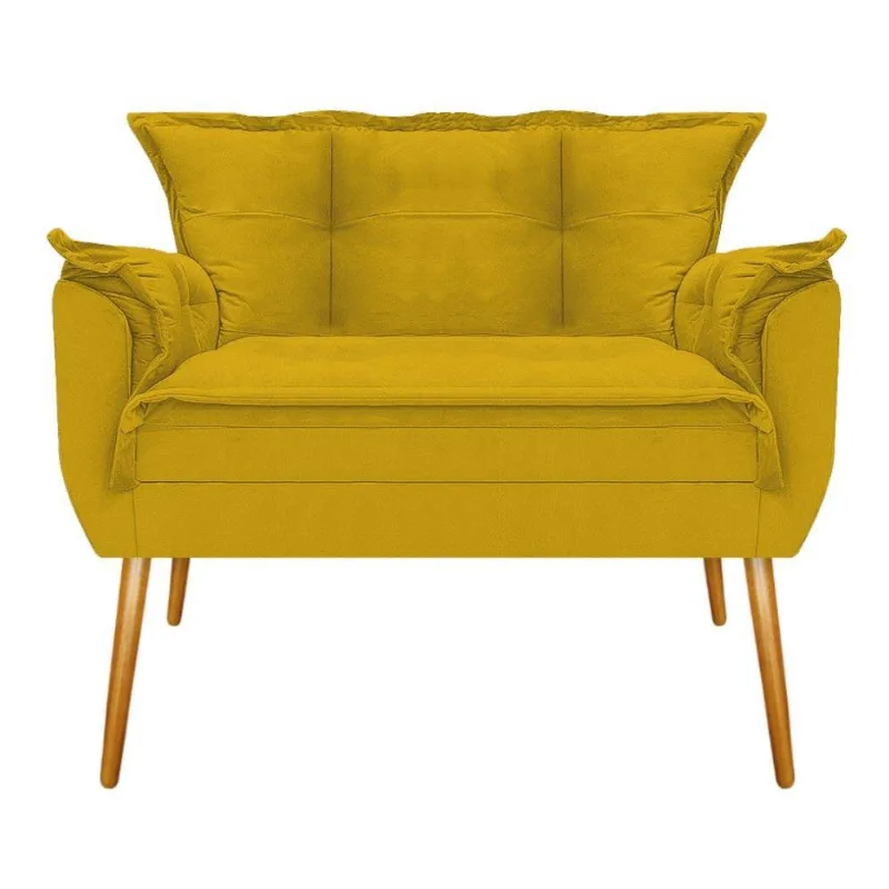 Namoradeira Opala Pés Palito Mel Suede Amarelo Adj Decor