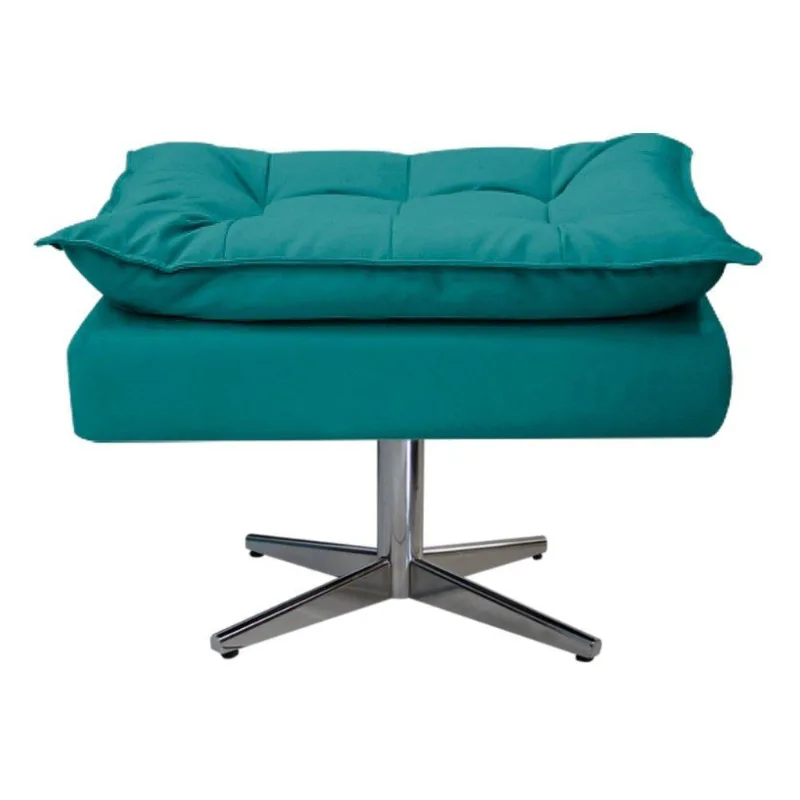 Puff Opala Base Giratória Suede Azul Turquesa Adj Decor