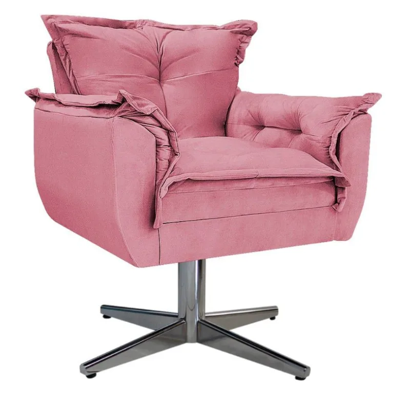 Kit 02 Poltronas E Puff Opala Rosa Bebê
