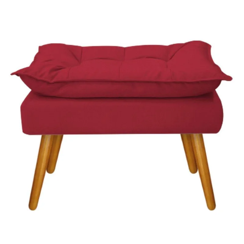 Puff Opala Palito Mel Suede Vermelho Adj Decor