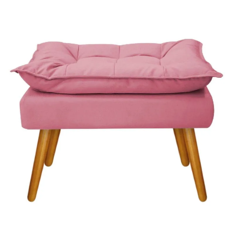 Puff Opala Palito Mel Suede Rosa Bebê Adj Decor
