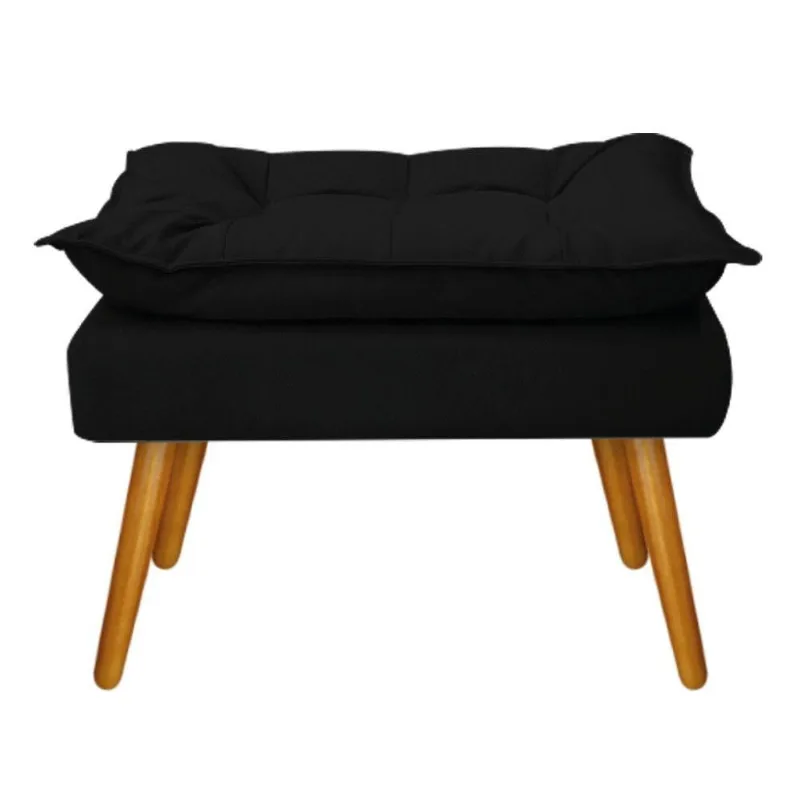 Puff Opala Palito Mel Suede Preto Adj Decor