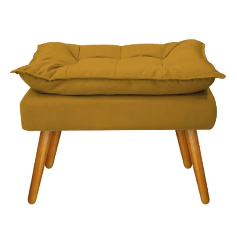 Puff Opala Palito Mel Suede Mostarda Adj Decor