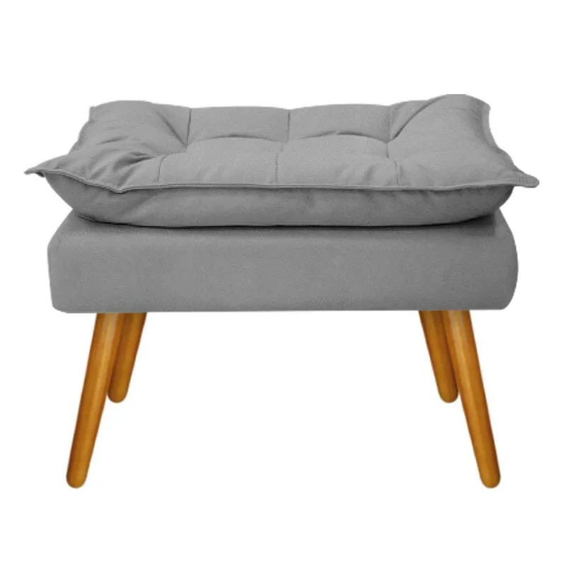 Puff Opala Palito Mel Suede Cinza Adj Decor