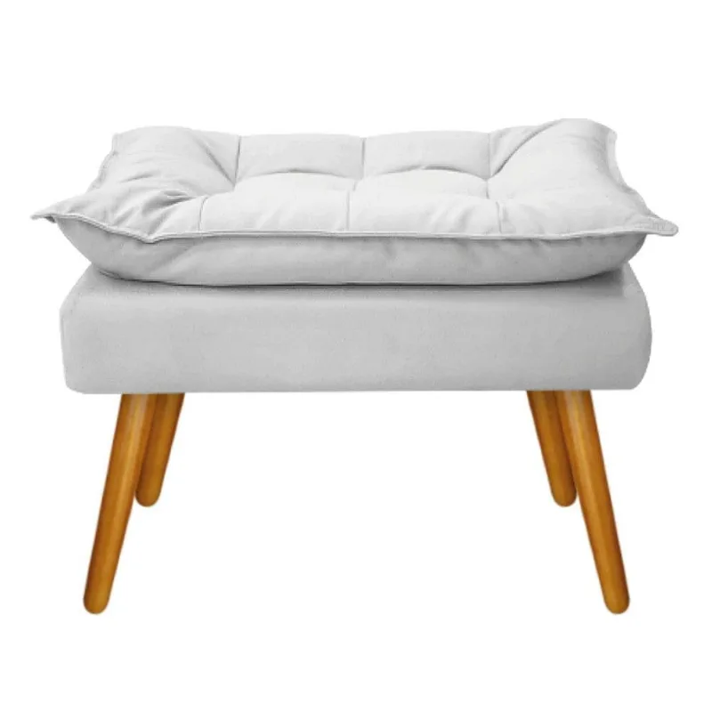 Puff Opala Palito Mel Suede Branco Adj Decor