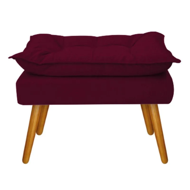 Puff Opala Palito Mel Suede Bordô Adj Decor