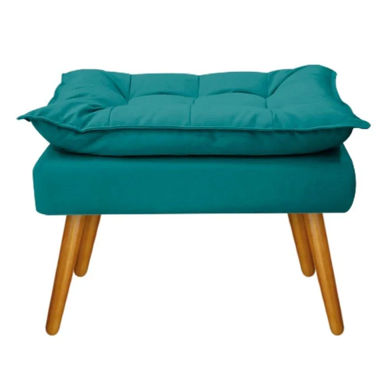 Puff Opala Palito Mel Suede Azul Turquesa Adj Decor
