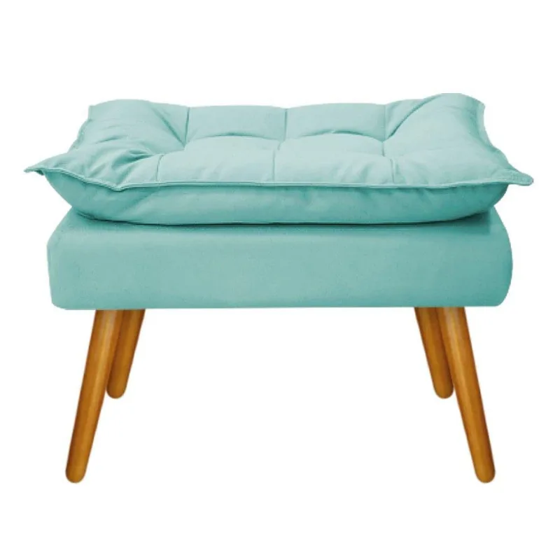 Puff Opala Palito Mel Suede Azul Tiffany Adj Decor