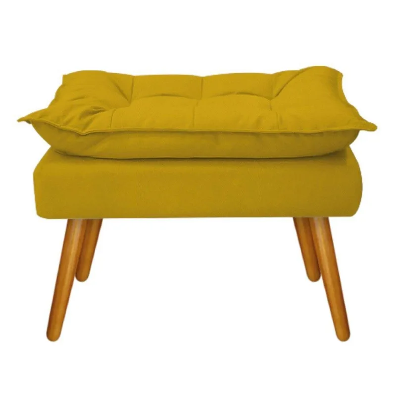 Puff Opala Palito Mel Suede Amarelo Adj Decor