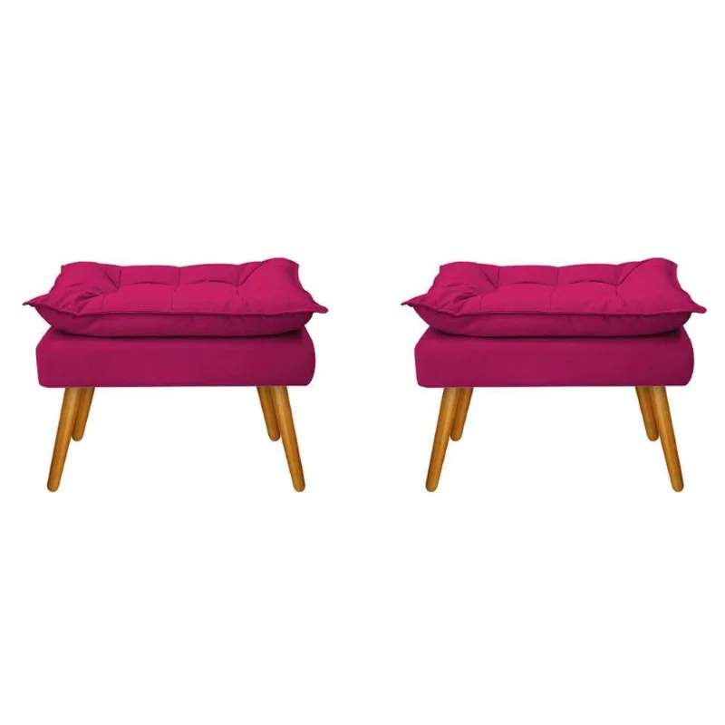 Kit 02 Puffs Opala Palito Mel Suede Pink Adj Decor