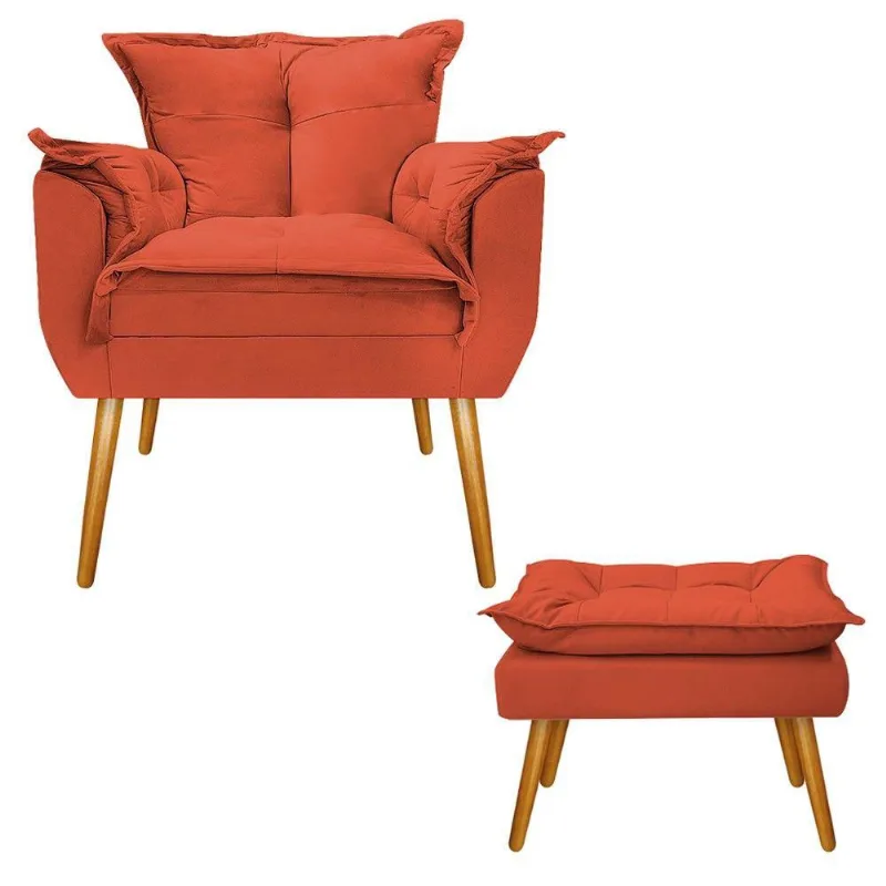 Kit Poltrona Puff Opala Mel Terracota